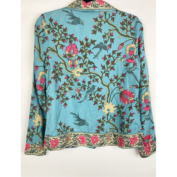 Plenty Women's 100% Silk Paisley Collared Blouse Top, Blue - Size 2 - Picture 8 of 10